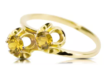 Or jaune 14 carats Péridot jaune Anneau Artisanat vintage vrc266y